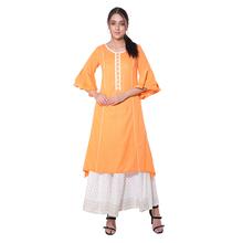 Paislei orange kurti with white piping