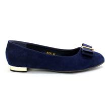 DMK Black Suede Bowed Pump Flat Shoes For Women - 37235