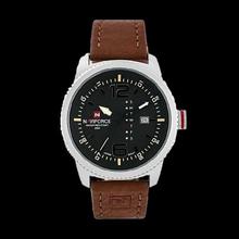 Naviforce NF9063M White Dial/Brown Strap Analog Watch For Men