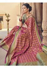 Stylee Lifestyle Magenta Banarasi Silk Jacquard Saree - 1859