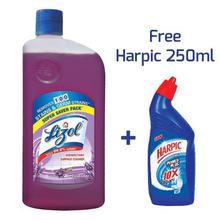 Lizol Floor Cleaner Lavender- 975 ml with Free Harpic-200 ml