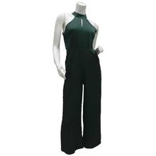 Dark Green Halter Neck Plain Jumpsuit For Women