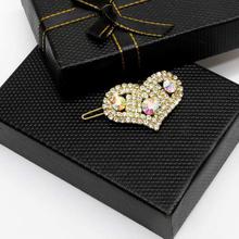 Golden Heart Design Rhinestone Hair Clip For Women