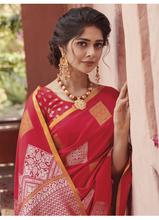 Stylee Lifestyle Red Banarasi Silk Jacquard Saree - 2074