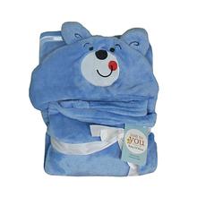 Blue Teddy Hooded Blanket For Babies