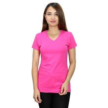 CVT2001 Solid V-Neck T-Shirt- Fuschia