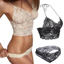 Sexy Lingerie Bralette Set Women 2018 Sexy Costumes Corset Hollow Out Lace See-through Underwear Lingerie Bra Set Sex Babydoll