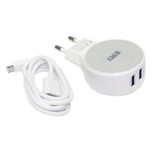 EMY MY-269 2 USB Port Fast Charging Travel Charger With Auto-ID Technology - White