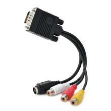 VGA to S-Video 3 RCA Composite AV Converter Adapter Cable - Black