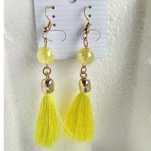 Yellow  Tassel Thread Hook Earrings For Women