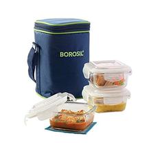 Borosil Glass Lunch Box Set of 3, 320 ml,Microwave Safe