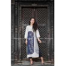 Navy Blue Printed Long Kurti