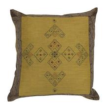 Set of 5 Yellow/Brown Embroidered Cotton Cushion Cover - 16" x 16"