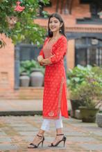 Red Printed Straight Kurti From Aamayra Fashion House