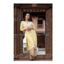 Yellow Kurti With Golden Print