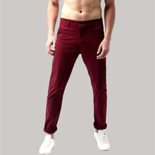 Maroon Stretchable Cotton Chinos For Men By Nyptra