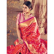 Stylee Lifestyle Full Traditional Jacquard Woven Design With Jacquard Blouse Fuchsia Saree with Magenta Blouse for Wedding, Party and Festival