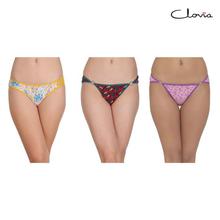 Clovia Combo Of Low Waist Bikini Panties For Women - Yellow/Purple/Green