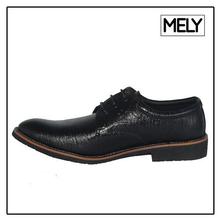 Mely Black Textured Derby Lace Up Shoes for Men-D001 BLK