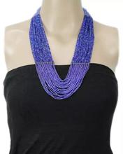 Blue Multilayered Beads Woven Pote Necklace For Women