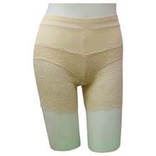 Nude Textured Laced Short Tights For Women