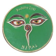 Green Round Buddha Eye Metal Fridge Magnet