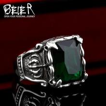 BEIER Men's CZ Stone Gothic Crown Rings Vintage Stytle