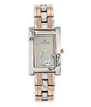 Titan 9716Km01 Glam Gold Analog Watch For Women- Silver/Rose Gold