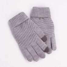 Winter Gloves Women Men Wool Knitted Mittens Touch Screen Gloves Warm Ladies Full Finger Stripe Gloves gants femme