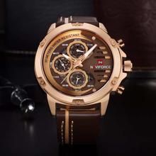 NaviForce NF9110 Luxury Chronograph Analog Watch For Men - Golden/Brown