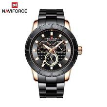 Naviforce NF9145 Men Watch Stainless Steel Strap Quartz Wristwatch Fashion Business Sport Casual Classic Army Military Clock With Date Week 24 Hours Function