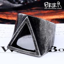 BEIER Stainless Steel Viking triangle Ring vintage Hammer