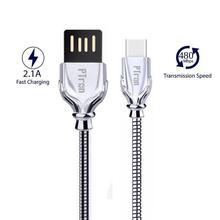 PTron Falcon Pro 2.1A USB To Type C Cable Metal Data Cable For All Type C Smartphones (Silver)