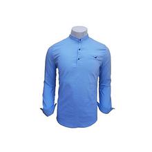 Sky Blue Pocket Designed Stretchable Kurta Shirt For Men