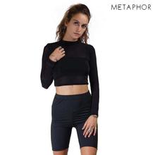 METAPHOR Black Contrast Super Half Plus Sized Tights For Women - ML02B