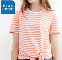 JeansWest  Light Peach  T-Shirt For Women