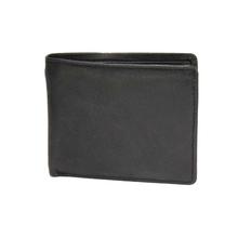 Black Solid Multi-Pocket Leather Wallet For Men