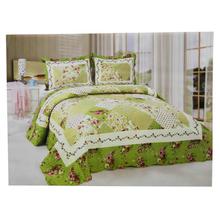 Light Green Diamond Floral Printed Bed Set With Duvet Cover