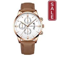 SALE - CUENA Fashion Men's Stainless Steel Watch Leather