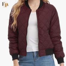 Diamond Quilted Purple Bomber Jacket For Women  082