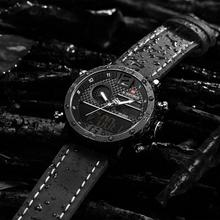 NAVIFORCE  Nf9134 Men Luxury Sports Military Leather Wrist Strap Analog Digital Quartz Double Time Watch