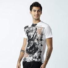 Huetrap Mens Mapped Deer Printed Casual Tshirt