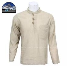 Beige Front Buttoned Kurta Shirt For Men