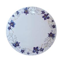 White/Blue Floral Printed 11" Round Melamine Dinner Plate Set - 12 Pieces