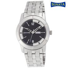 SONATA Black Dial Metal Strap Analog Watches For Men – 7100SM02