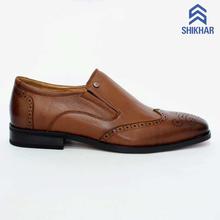 Shikhar Brown Brogue Derby Slip On Formal Leather Shoes for Men - 801