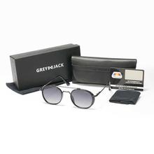 GREY JACK Shaded Black Lens Polarized Round teenage Winter Sunglass (Unisex)