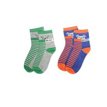 Combo Of 2 Pair Printed Socks For Kids -Green/Orange