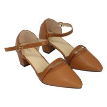 Shiny Block Heel Closed Ankle Strap Shoes For Women (ST-23186)