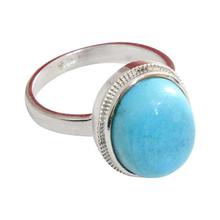 Turquoise Stone Studded Sterling Silver (92.5% Silver) Ring For Women - 060 (Size 7)
